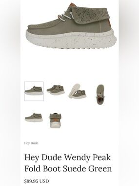 Hey Dude Womens Wendy Peak Suede Green Slip-On Boot